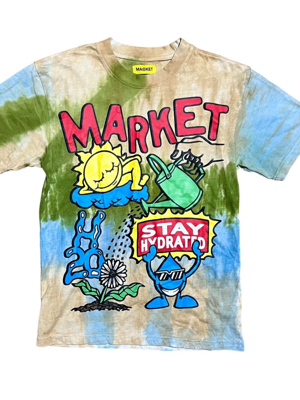 Market Chinatown Stay Hydrated Waterworks Tie Die Graphic T-Shirt, Men's Small